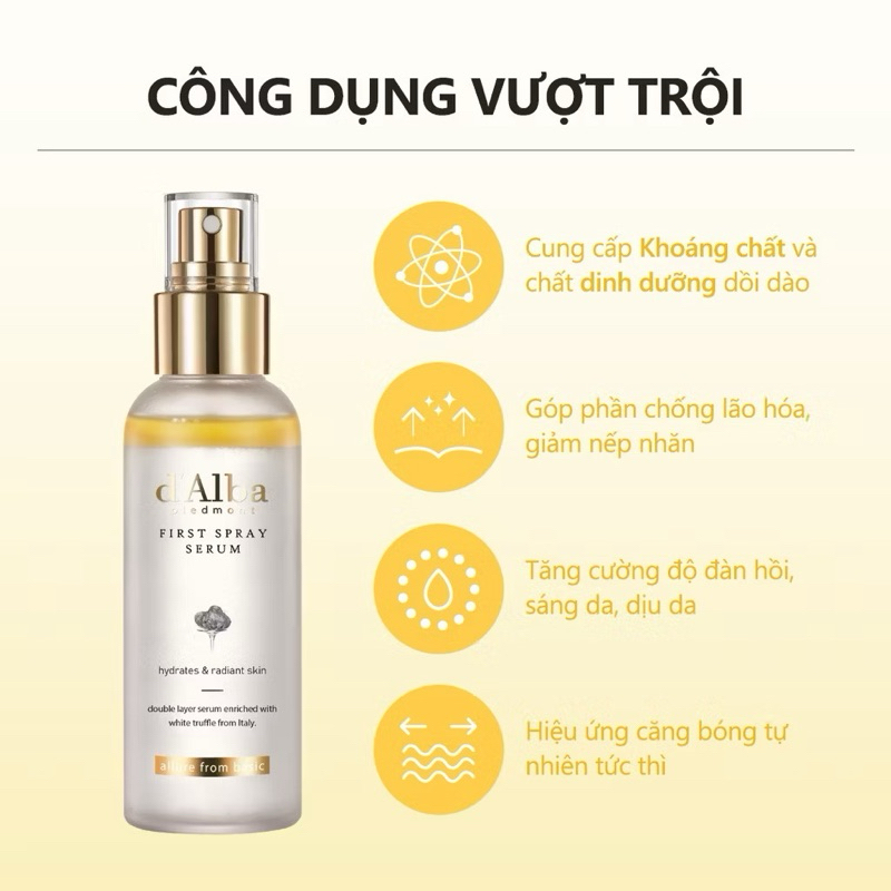 Xịt Dưỡng da dalba White Truffle + Vital Spray Serum 100ml – Tặng kèm Gift Bag sang trọng