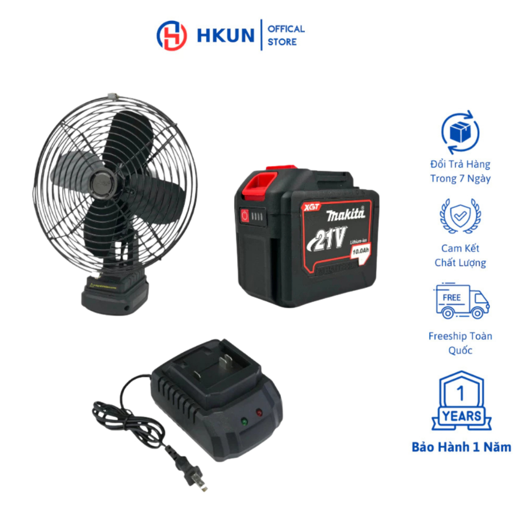 Combo Bộ Quạt 8inch Pin 15Cell Lồng Sắt, Cánh Sắt, 2 Chế Độ Gió - Quạt Tích Điện Nhỏ Gọn Rất Mát