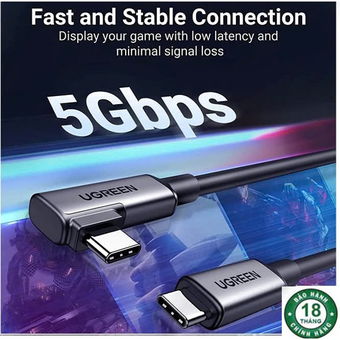 Cáp USB C 5Met Ugreen 90629 US551 Gen1,truyền dử liệu Data Link (USB 3.2 - 5Gbps PD60W 20V/3A ) | BigBuy360 - bigbuy360.vn