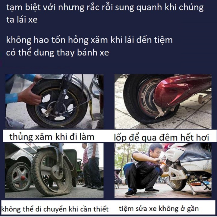 Bánh Xe Cứu Hộ Xe Máy Bánh Xe Trợ Lực Đẩy Xe Máy Thủng Xăm, Thủng Lốp, Xì Hơi, Bể Bán Phòng Khi Bánh Xẹp