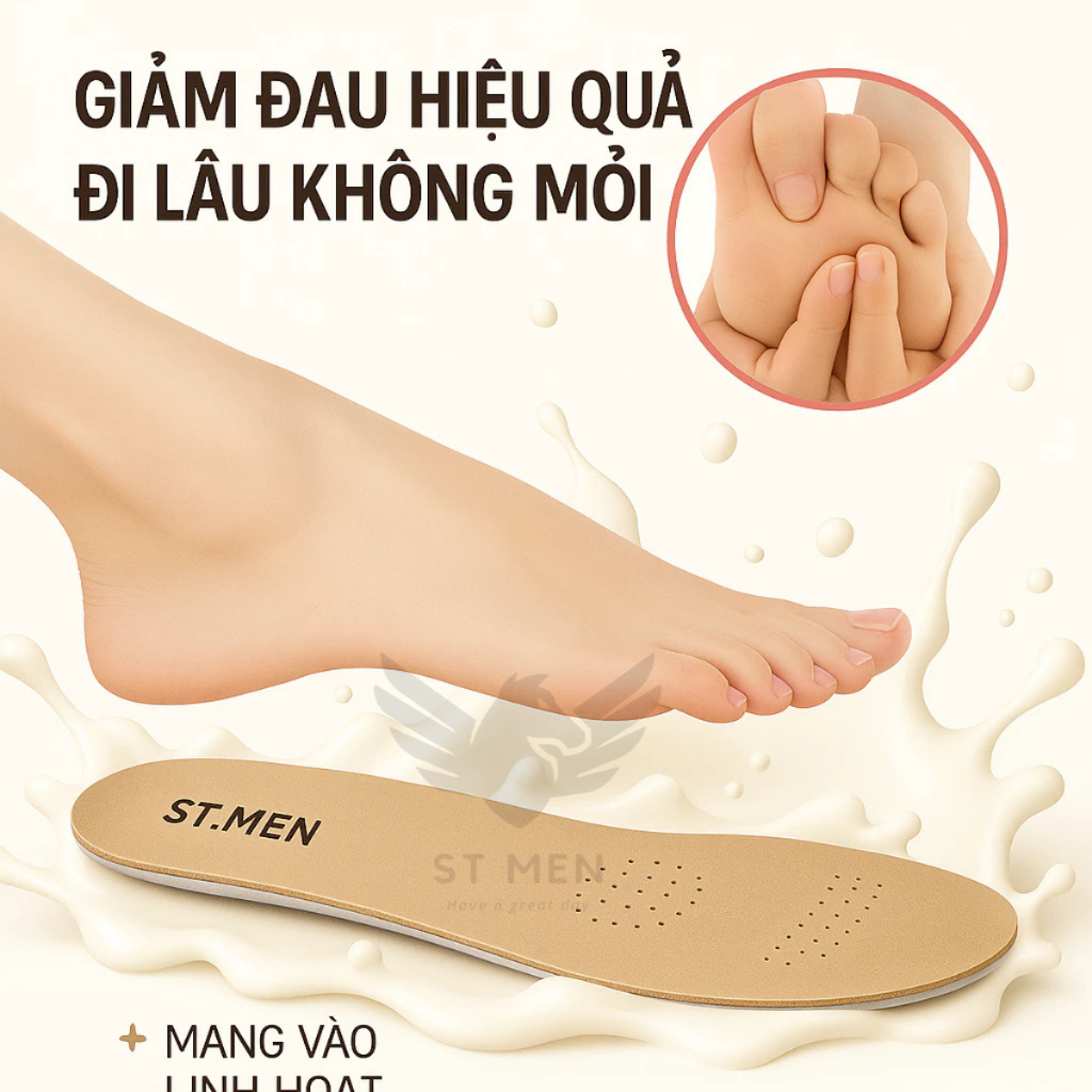 Super Lót Giày Da Nguyên Miếng, Siêu Êm, Chống Sốc
