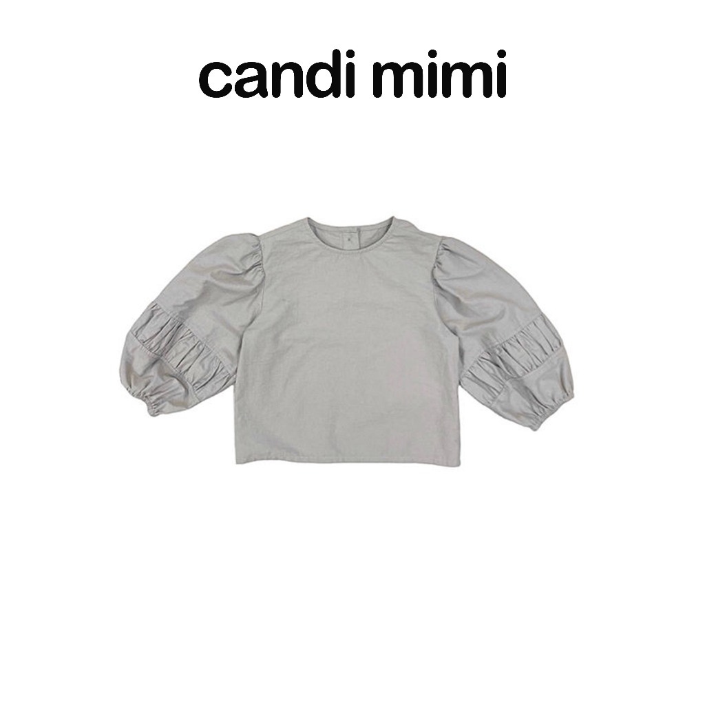 CANDI MIMI Áo cổ tròn tay bồng cách điệu - Phong cách Hàn Quốc