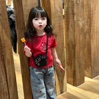 S257-[tomnaukid] Set áo thun phối quần jean suông THÊU HOẠ TIẾT Size từ 8-30Kg