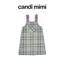 CANDI MIMI Váy yếm dạ cotton kẻ - Phong cách Hàn Quốc