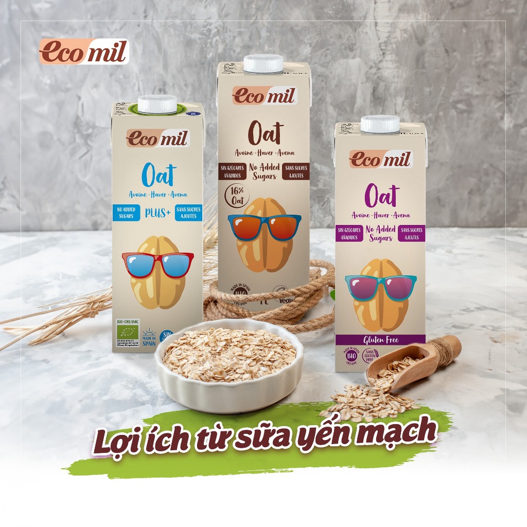 Sữa Hạt Không Đường Hữu Cơ Ecomil Organic Oat/ Almond/ Coconut/ Hazelnut Milk 1L/ naturgreen