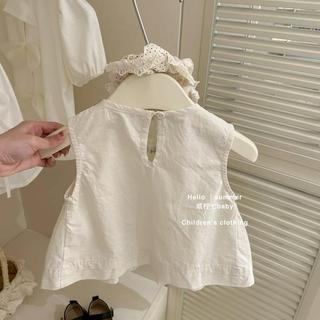 S322-[tomnaukid] Set áo sơ mi sát nách phối quần short jean cho bé gái - Size 8-30Kg