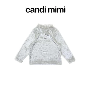 CANDI MIMI Áo cotton nhung cổ 3 phân viền bèo - Phong cách Hàn Quốc