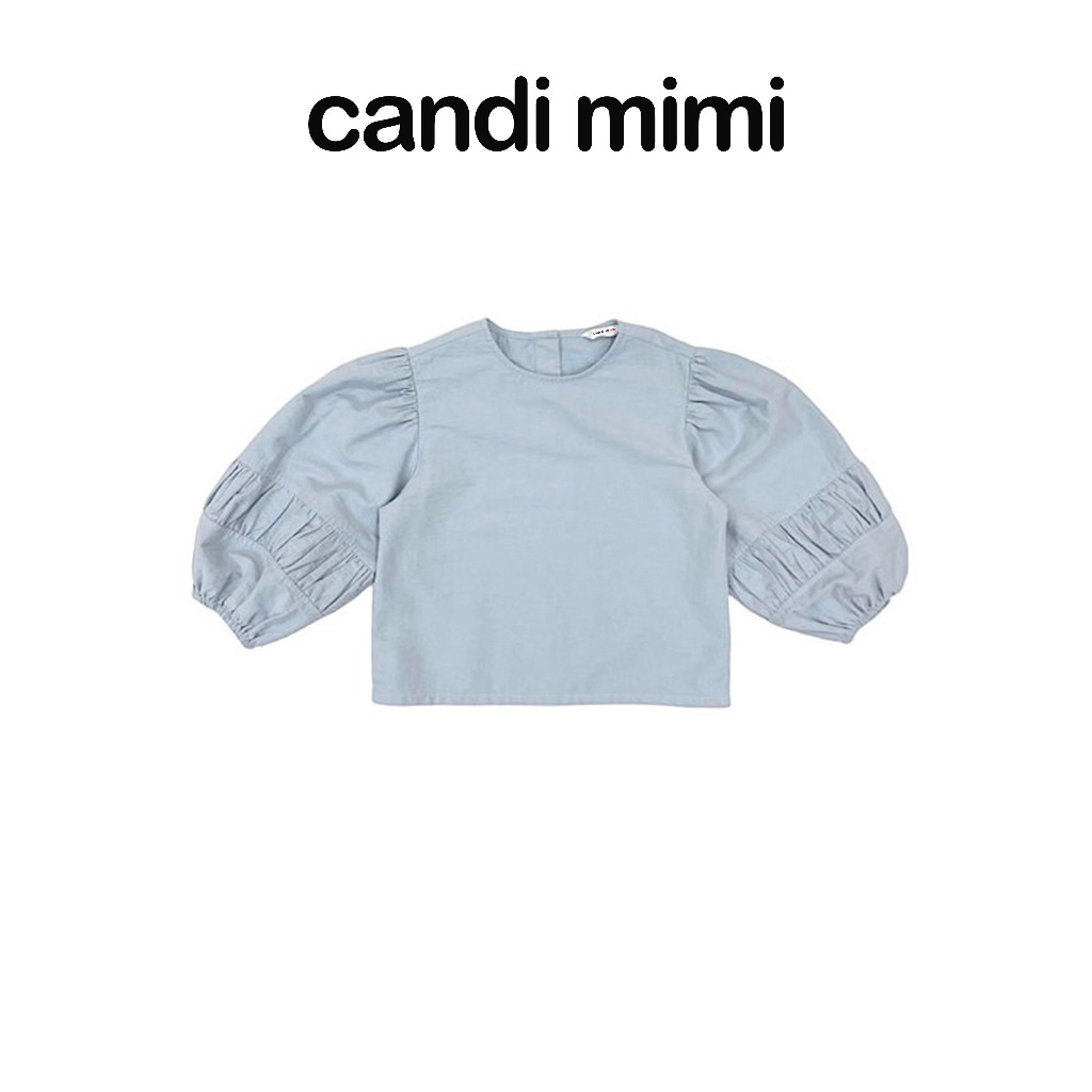 CANDI MIMI Áo cổ tròn tay bồng cách điệu - Phong cách Hàn Quốc