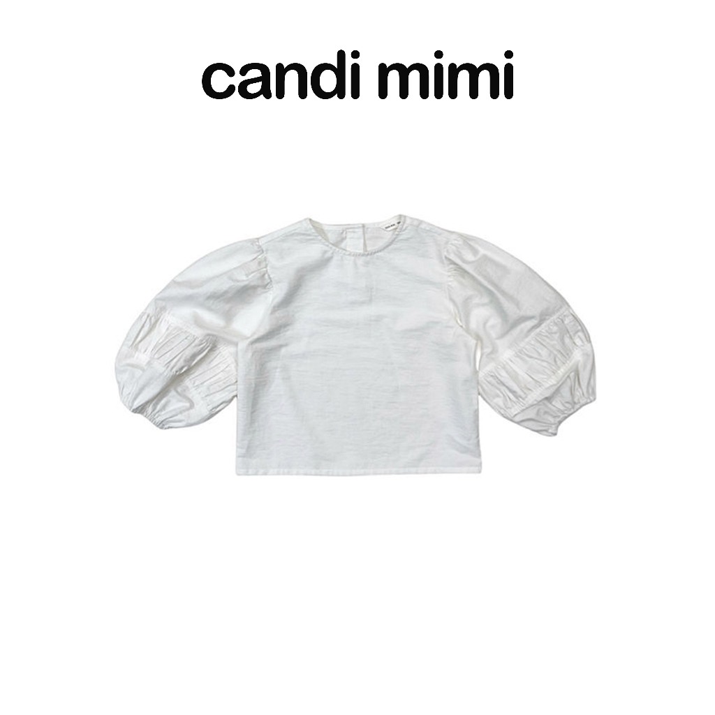 CANDI MIMI Áo cổ tròn tay bồng cách điệu - Phong cách Hàn Quốc