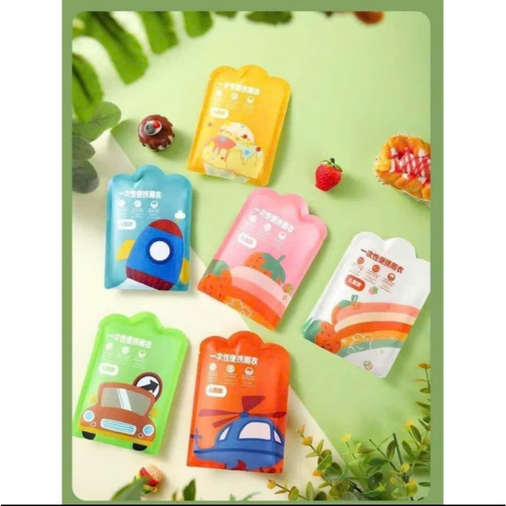 set 7 áo mưa mặc 1 lần cho bé nhỏ gọn tiện lợi