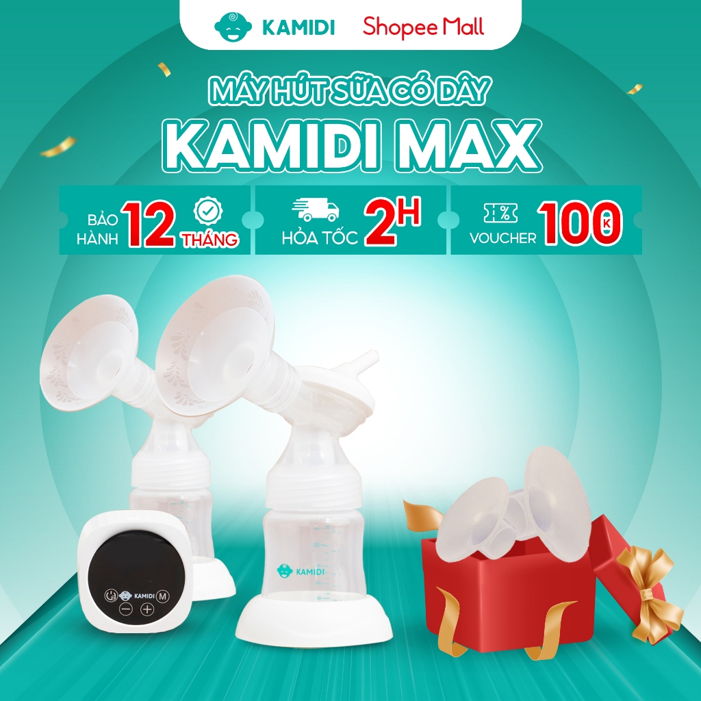 Ảnh Máy Hút Sữa Có Dây Kamidi Max Máy Hút Sữa Điện Đôi Phễu Hút Silicon Mềm Mại Kèm Bình Sữa Có Núm Ti Cho Bé 1