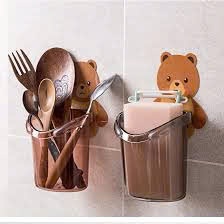 Combo 2 Cốc Gấu Dán Tường Để Bàn Chải Đánh Răng - Cốc Dán Tường Hình Gấu Ly Cốc Dán Tường Hình Gấu Nâu Đựng Bàn Chải