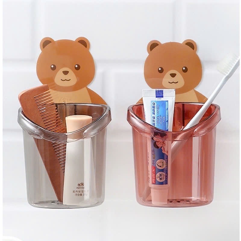 Combo 2 Cốc Gấu Dán Tường Để Bàn Chải Đánh Răng - Cốc Dán Tường Hình Gấu Ly Cốc Dán Tường Hình Gấu Nâu Đựng Bàn Chải