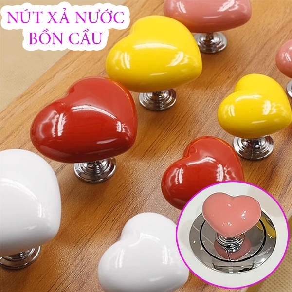 Mua 10 tặng 1 Set Nút Nhấn Bồn Cầu Hình Trái Tim – Nút Bấm Bồn Cầu – Nút Ấn Bồn Cầu – Phụ Kiện Bồn Cầu – Tay Nắm Cửa