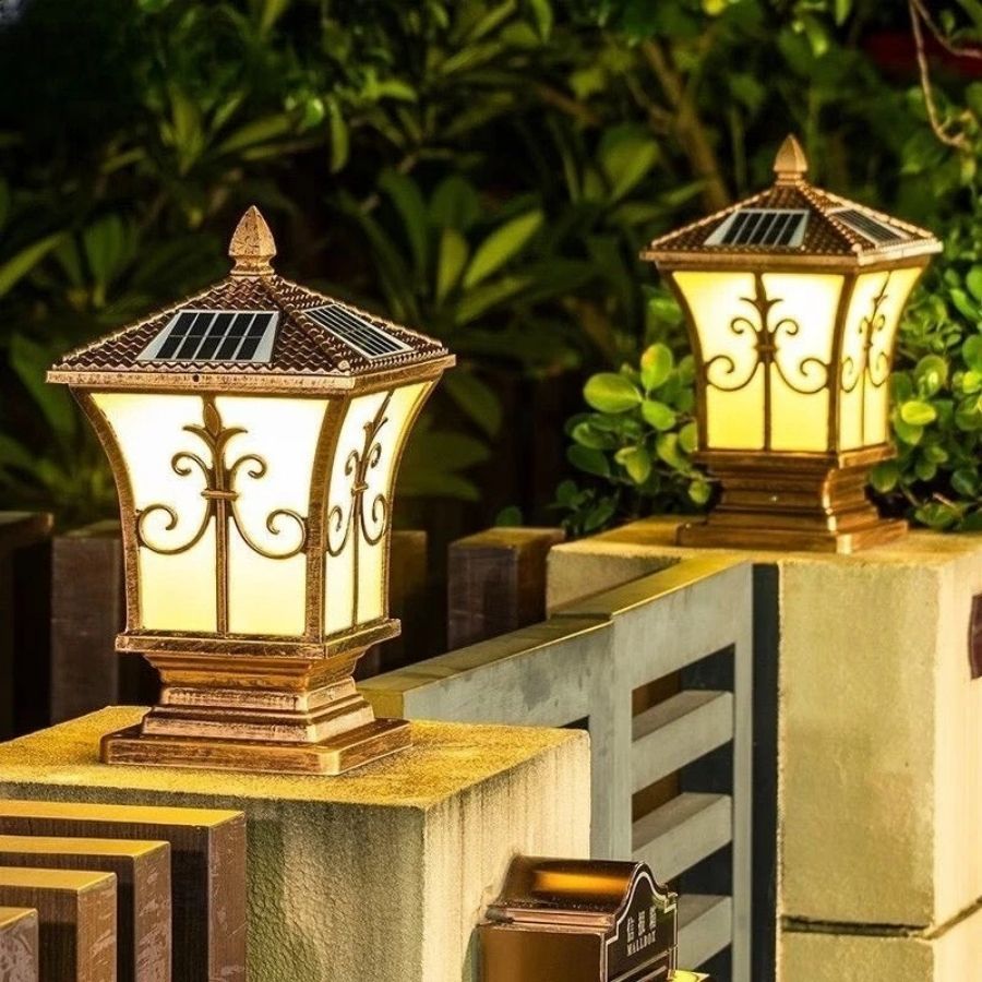 Đèn Trụ cổng Năng lượng mặt trời kết hợp Điện 220v nhiều mẫu