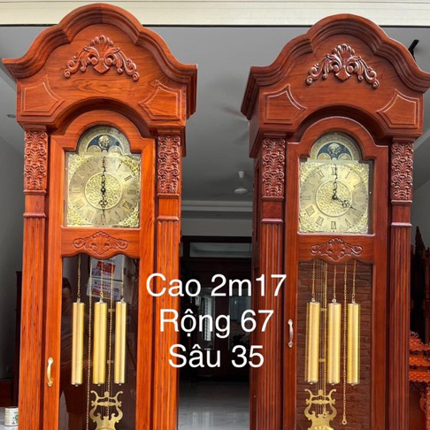 đồng hồ cao 2m17 rộng 67 sâu 35  gỗ hương đá có nhận đặt màu Sơn theo yêu cầu