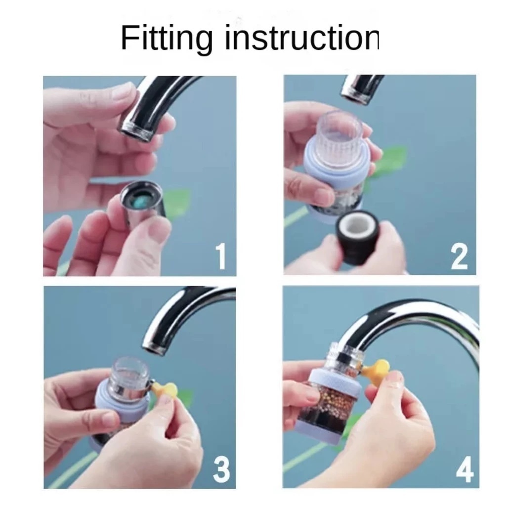 Đầu Lọc Nước Tại Vòi 4 Lõi +2 Màng PVA Bằng Sợi Vải Lọc Có Khóa Xoay Được 360 Độ-Vòi Lọc Nước Trực Tiếp
