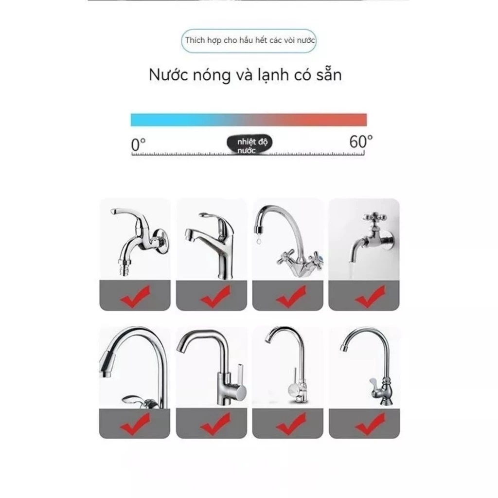 Đầu Lọc Nước Tại Vòi 4 Lõi +2 Màng PVA Bằng Sợi Vải Lọc Có Khóa Xoay Được 360 Độ-Vòi Lọc Nước Trực Tiếp