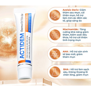 Gel Actidem Derma / Derma EXTRA - Ngăn ngừa mụn, dưỡng da và hạn chế thâm sau mụn (Tuýp 18g)