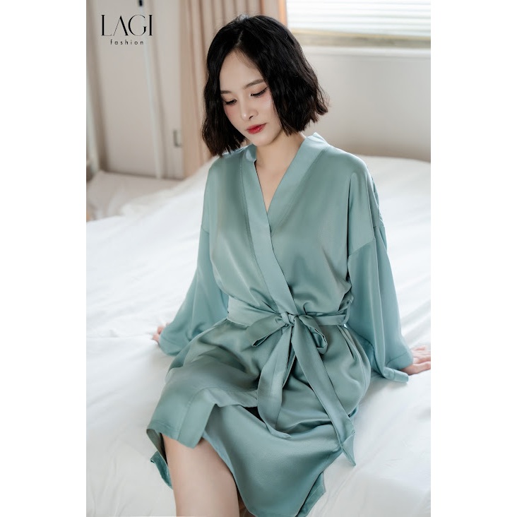 Áo choàng chính hãng LAGI, chất liệu ngọc trai cao cấp,màu xanh pastel