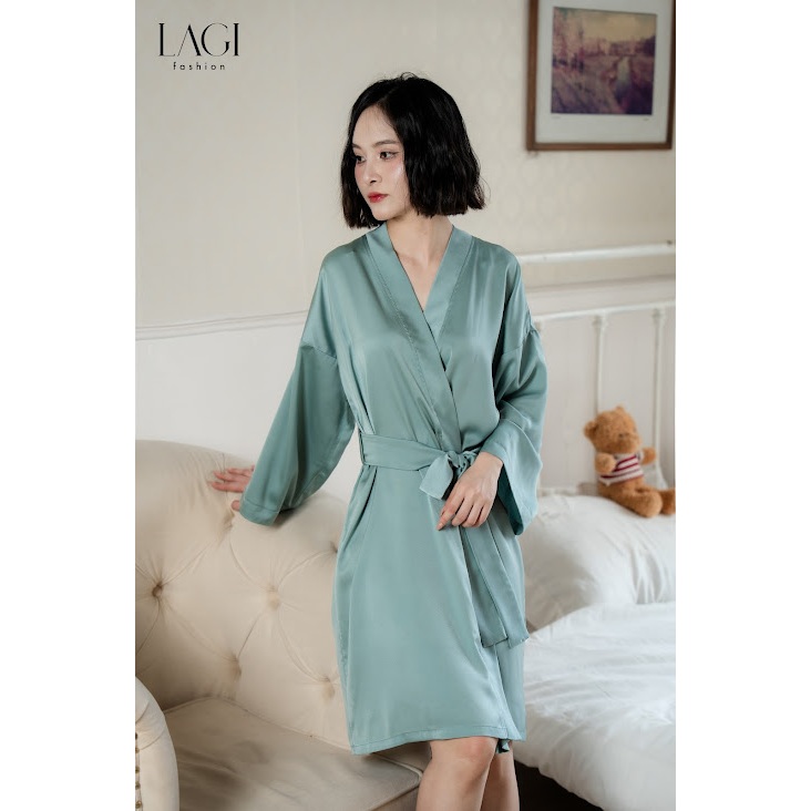 Áo choàng chính hãng LAGI, chất liệu ngọc trai cao cấp,màu xanh pastel