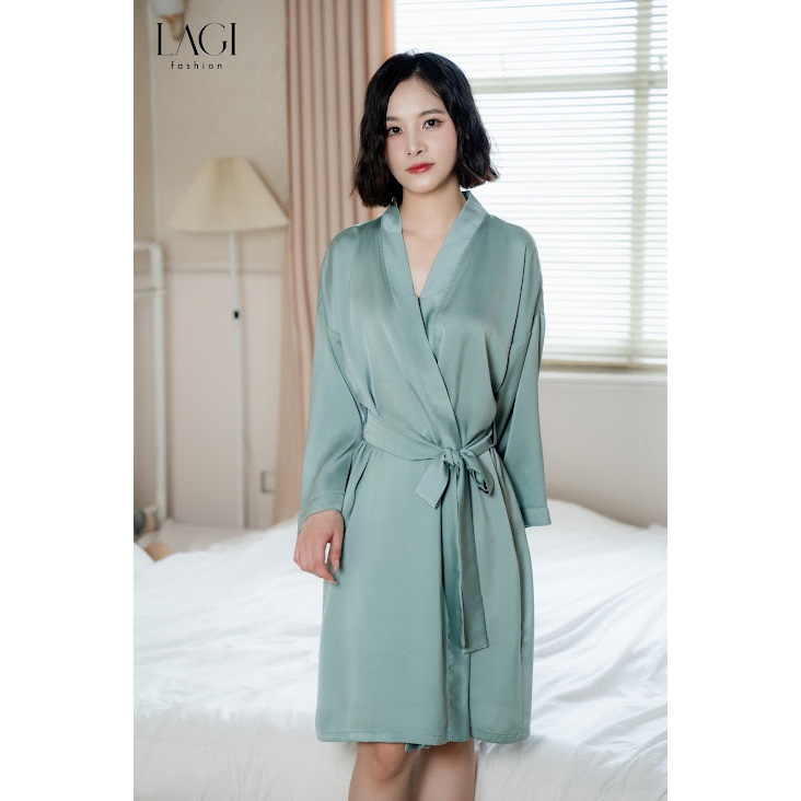 Áo choàng chính hãng LAGI, chất liệu ngọc trai cao cấp,màu xanh pastel