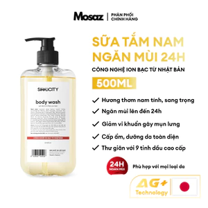 Sữa tắm hương tinh dầu Men Stay Simplicity Body Wash hỗ trợ sạch khuẩn, khử mùi với Ion Bạc+ 500ml