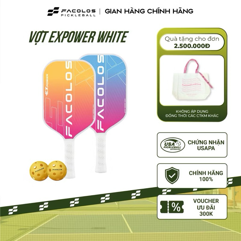 ✅ [Ship Hoả Tốc] Cặp Vợt & 2 Bóng Pickleball Facolos Ex Power chính hãng, gia đình couple vui vẻ
