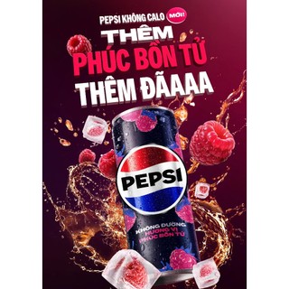 [GIAO TOÀN QUỐC] Thùng 24 Lon Nước Ngọt Giải Khát Có Gaz Pepsi Phúc Bồn Tử Không Calo, Không Đường (320ml/lon)