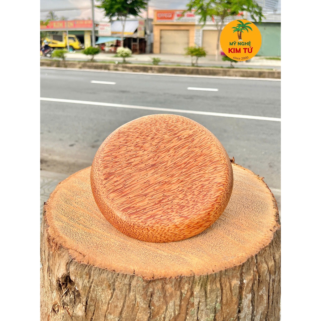 Dĩa Gỗ Dừa Nguyên Khối 3 Ngăn Đựng Trái Cây, Bánh Kẹo, Decor Bàn Tiệc, Quà Tặng Cao Cấp Đậm Chất Miền Tây - KIM TỨ