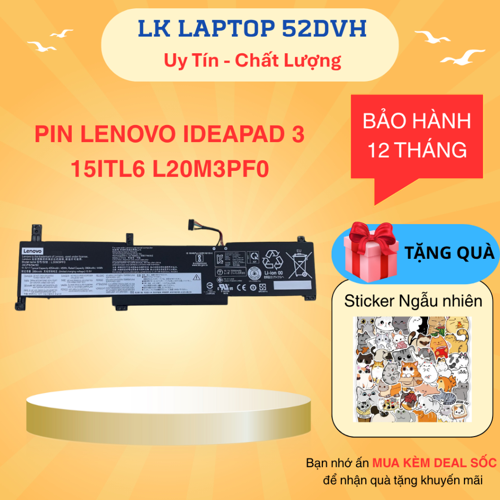 PIN LENOVO IDEAPAD 3 15ITL6 DÀI 44WH L20M3PF0 Lenovo IdeaPad 3 14ITL6, Ideapad 3 14ALC6, Ideapad 3 15ITL6 ZIN 100%