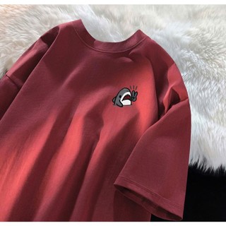 Áo thun phông nữ nam form rộng dấu quần chất liệu cotton khô in hình cá mập