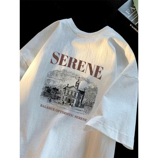 Áo thun phông nữ nam chất liệu cotton khô form rộng dấu quần in hình SERENE