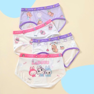 [TG29 New arrival] Combo 4 quần chíp tam giác bé gái, quần lót trẻ em lưới lạnh cao cấp họa tiết Labubu hottrend 10-42kg