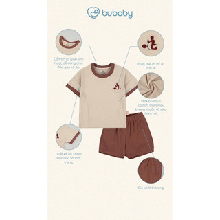 BuBaby BBB130405 Bộ ngắn tay cổ tròn Bambus cao cấp cho bé trai và bé gái mặc bốn mùa