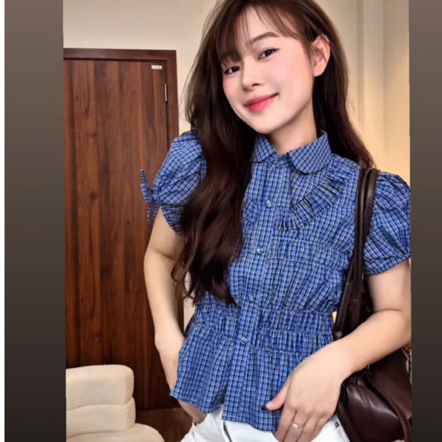 Áo sơ mi nữ cổ sen,Áo sơ mi kiểu nữ babydoll thanh lịch hàng QC New 2026 By,Thanhhuyenclothing