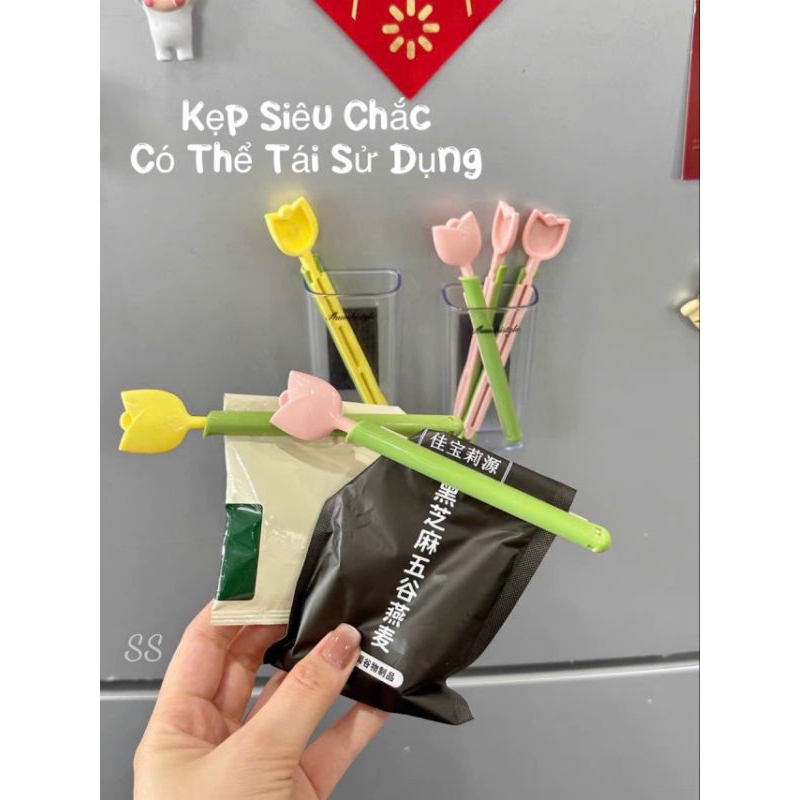 Set 5 kẹp miệng túi thực phẩm hình hoa tuylip