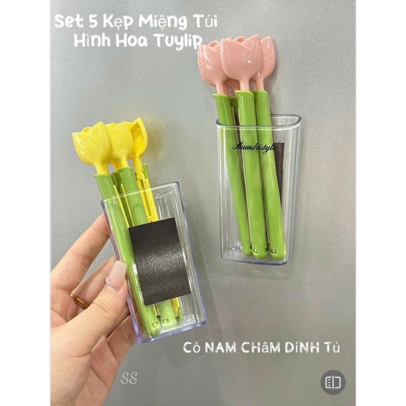 Set 5 kẹp miệng túi thực phẩm hình hoa tuylip