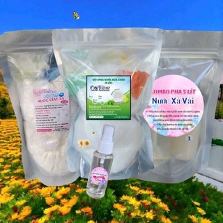 Combo 3 sét rửa chén 5 lít + lau sàn 5 lít + xả vải 5 lít + tặng 1 chai xịt thơm quần áo 50ml