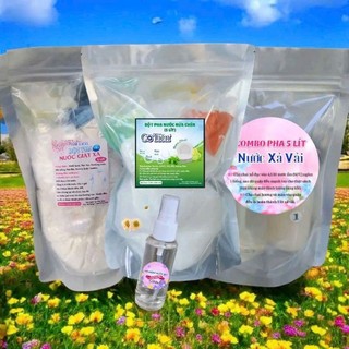 Combo 3 sét rửa chén 5 lít + lau sàn 5 lít + xả vải 5 lít + tặng 1 chai xịt thơm quần áo 50ml