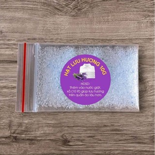 Hạt lưu hương 10g thêm vào 20 lít giặt xả, giúp hương lưu lại lâu hơn (cho nhiều lưu hương nước giặt hoặc xả sẽ loãng)