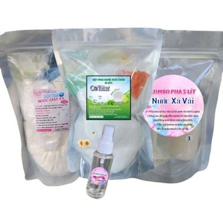 Combo 3 sét rửa chén 5 lít + lau sàn 5 lít + xả vải 5 lít + tặng 1 chai xịt thơm quần áo 50ml