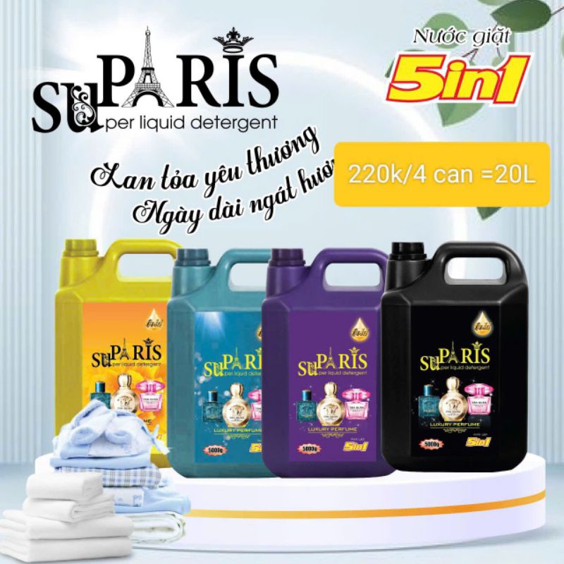 SỈ COMBO 4 CAN (tổng 20L) NƯỚC GIẶT PARI HƯƠNG HOA PHÁP