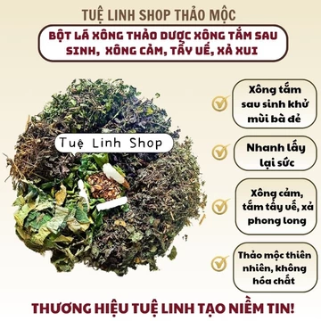 1kg bột lá xông thảo dược Tuệ Linh - Xông tắm sau sinh, xông giải cảm, tẩy uế xả xui