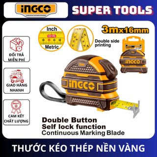 ĐỒ NGHỀ INGCO Thước kéo thép nền vàng (3M x 16MM) HSMT08316