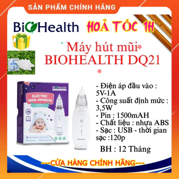 (HoảTốc1h) Máy hút mũi cho bé Biohealth DQ21 - Dụng cụ hút mũi cho bé và người lớn - Vệ sinh mũi - Chính hãng