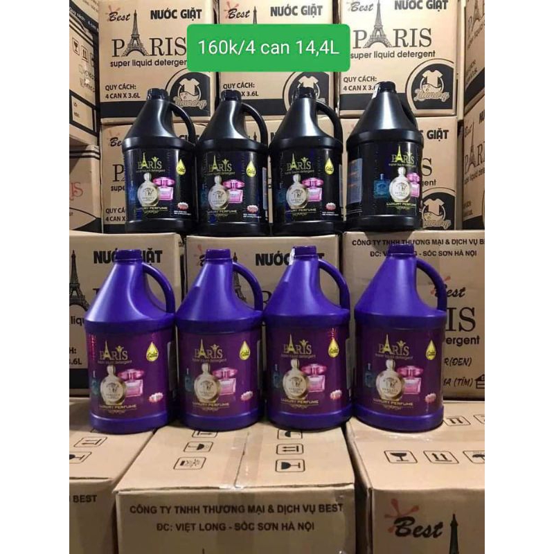Sỉ Nước giặt Paris 3.6L hương nước hoa Pháp , 1 thùng 4 can