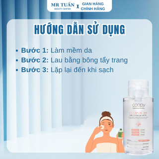 Nước Tẩy Trang Tinh Khiết Chiết Xuất DNA Cá Hồi Coopy Vitamin B9 Cleansing Water 400ml, Dùng Cho Mọi Loại Da