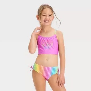 Bộ đồ bơi 2 mảnh, bikini cho bé màu sắc rực rỡ, tươi mới, vải co dãn 4 chiều, quần cạp cao hàng VNXK