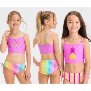 Bộ đồ bơi 2 mảnh, bikini cho bé màu sắc rực rỡ, tươi mới, vải co dãn 4 chiều, quần cạp cao hàng VNXK